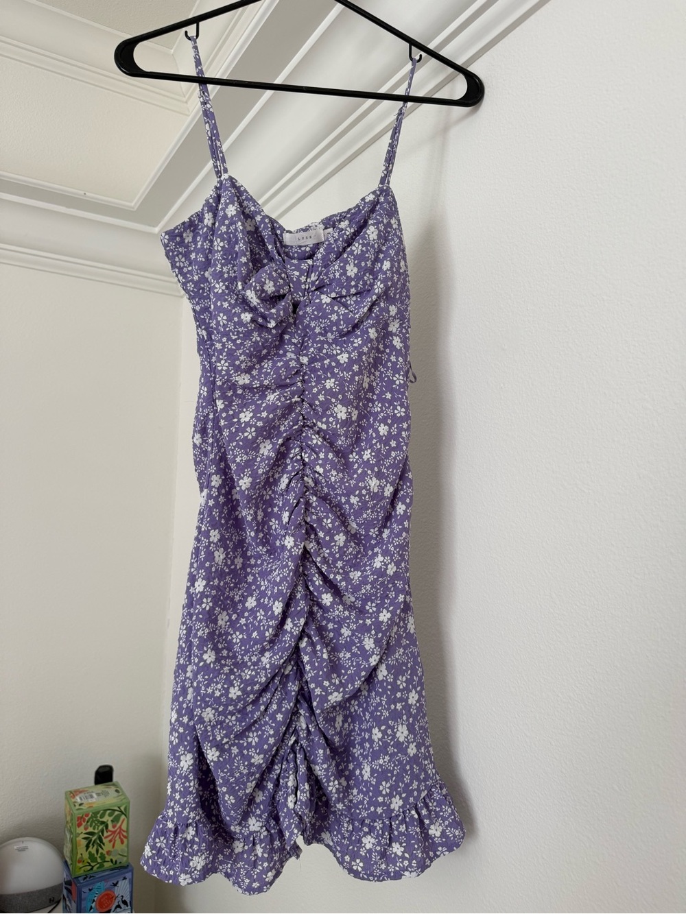 Lush Lavender Floral Ruched Slip Dress